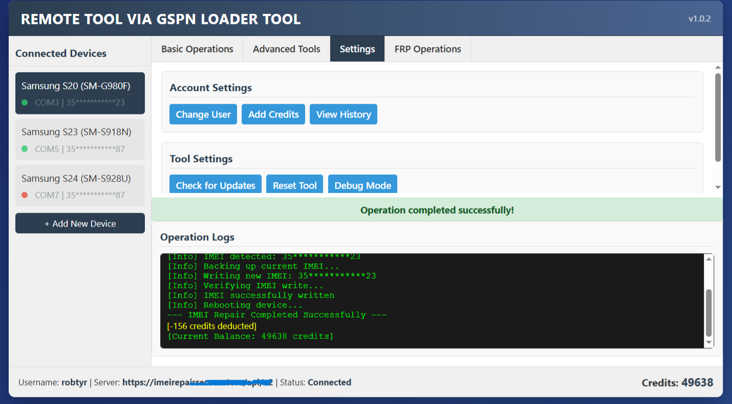 Remote Tool Settings