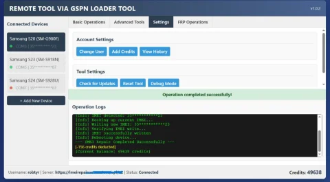 Rent a GSPN Account (Samsung IMEI/FRP) – Full API Access + Web Panel (Admin/Reseller/User) 3